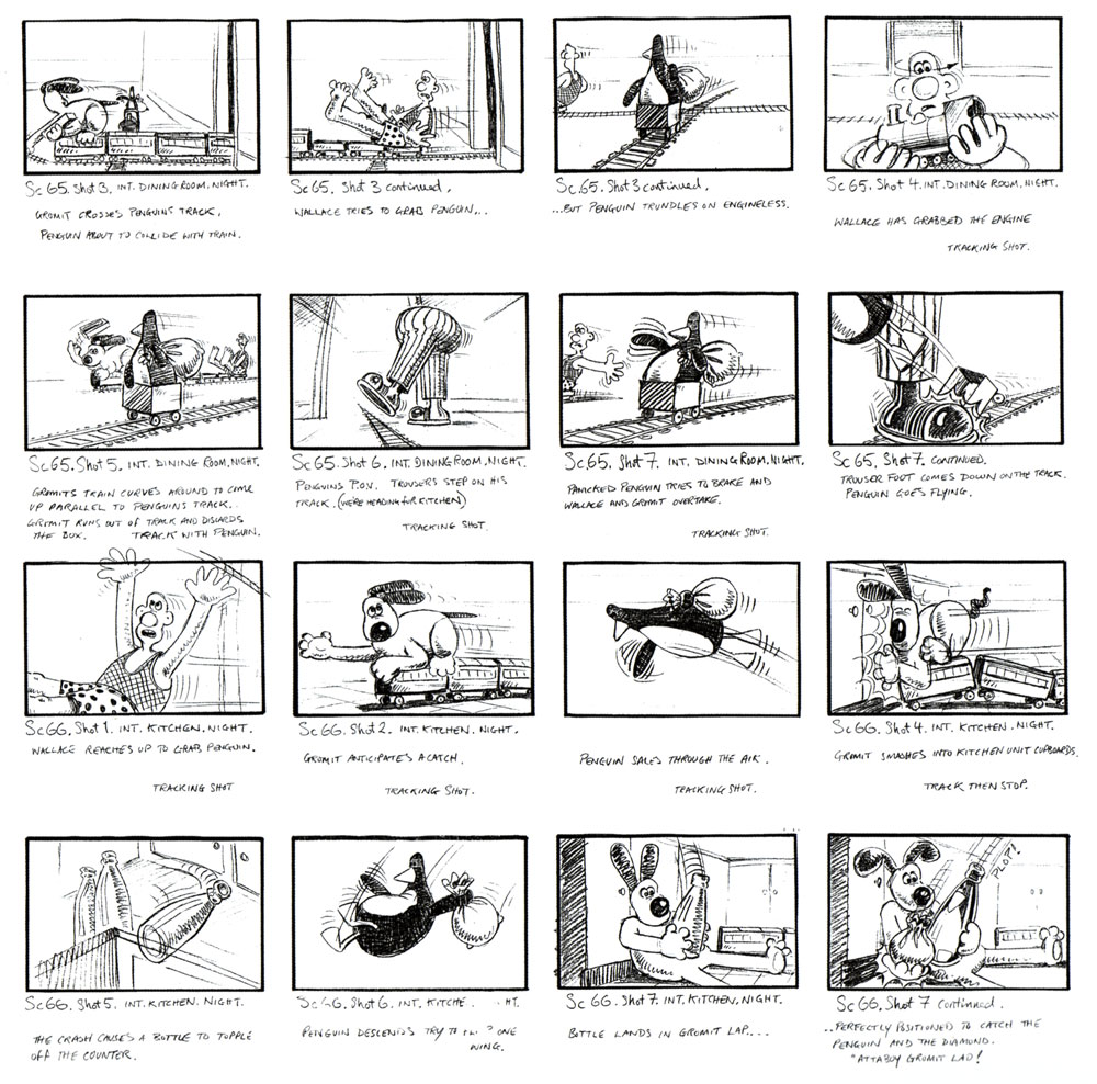 Storyboard of Wallace and Gromit